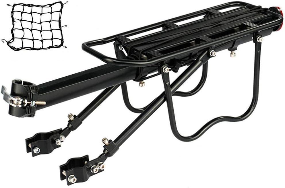 DIRZA Rear Bike Rack Bicycle Cargo Rack Quick Release Adjustable Alloy Bicycle Carrier 115 lbs Capacity Easy to Install