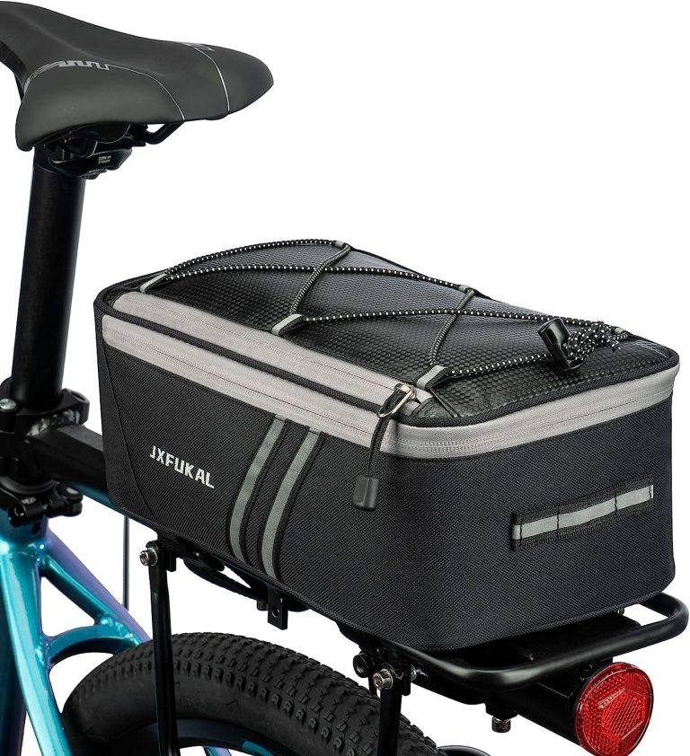 JXFUKAL Rear Bike Rack Bag with Rain Cover, Waterproof Bicycle Ebike Saddle Bag Cycling Pannier Trunk Carrier with Reflector