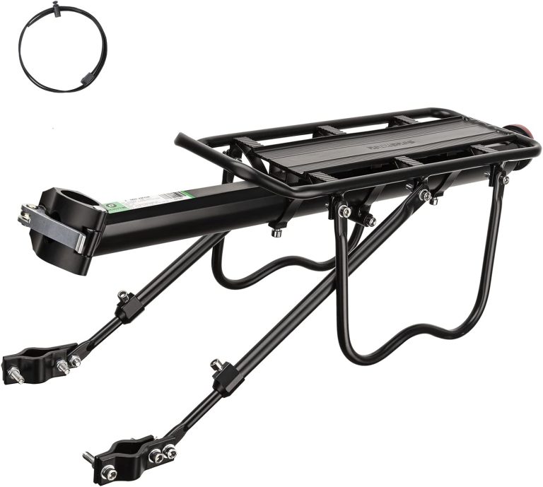 ROCKBROS Rear Bike Rack Bike Cargo Rack Adjustable Bicycle Luggage Carrier Rack Rear Quick Release Mountain Bike Pannier Rack with Elastic Band