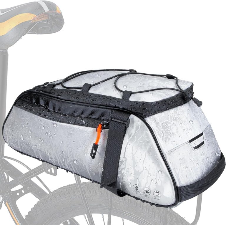 WOTOW Bike Rear Rack Bag Full Reflective Waterproof Trunk Bag, Multifunctional Bicycle Back Seat Cargo Carrier with Shoulder Strap